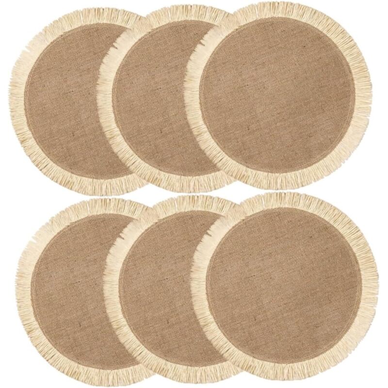 pièces Set Table Ronds Jute Lavables Nappes Tissées Résistantes Chaleur pour Protection de Table sous Assiettes et Coupes pour Cuisine et Salle à
