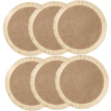 pièces Set Table Ronds Jute Lavables Nappes Tissées Résistantes Chaleur pour Protection de Table sous Assiettes et Coupes pour Cuisine et Salle à Manger