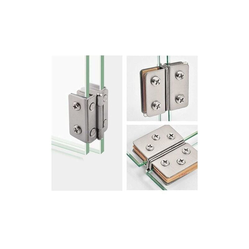 2 pieces stainless steel glass door hinges 270° opening angle for 8-10mm thick glass - Gabrielle