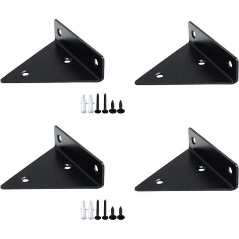 Pièces Supports à Tablettes，Métal Flottant Equerre Etagere Mural Dissimulés，Brace de Tablette Murale Salle de Bricolage Décoration - Noir