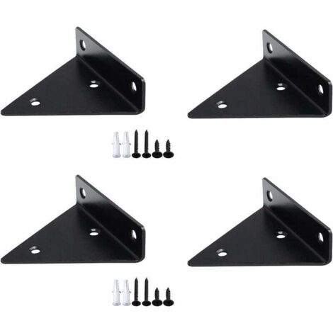Pièces Supports à Tablettes，Métal Flottant Equerre Etagere Mural Dissimulés，Brace de Tablette Murale Salle de Bricolage Décoration - Noir