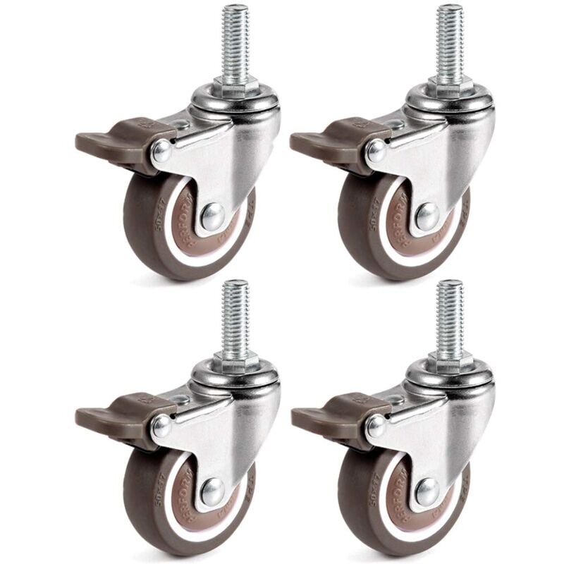 Aiperq - Pieces Swivel Wheels, 25mm M6 x 15mm Pole Furniture Casters for Trolleys-