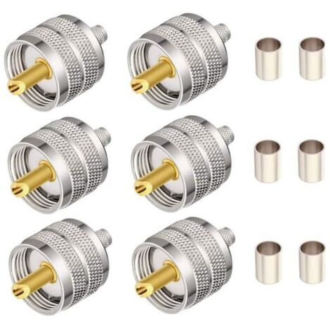Pieces UHF PL-259 Male Plug Crimp Coaxial Adapter RF Connector for RG58/U Coaxial Cable LMR195 Compatible with Jambon Radio