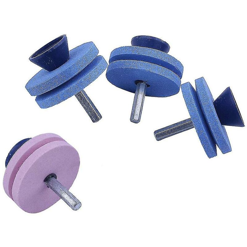 Pieces Whetstone Double Layer Lawn Mower Drill Blade Sharpener with Blade Balancer for Hand Drill,blue3+pink1