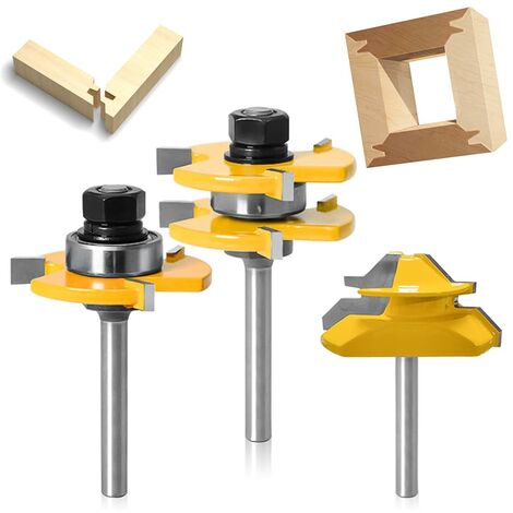 Pieces,Router Cutter, 45 Degree Lock Miter Router Bit, Woodworking Cutter for Carpentry Tools (Yellow)