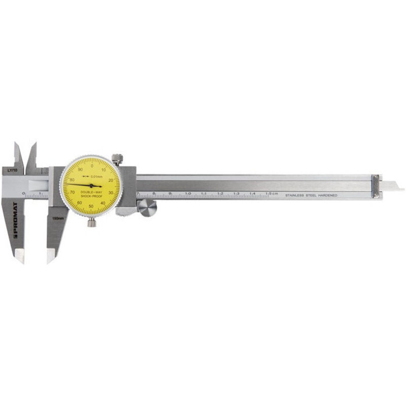 Promat - Pied à coulisse à cadran din 862 150 mm 1 tour d'aiguille 1 mm