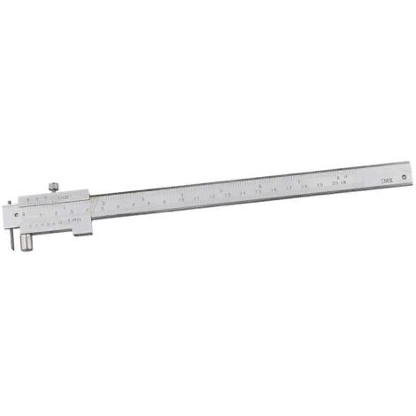 Pied à coulisse à vernier gradué de 0 à 200 mm avec pointe à tracer en carbure, argent