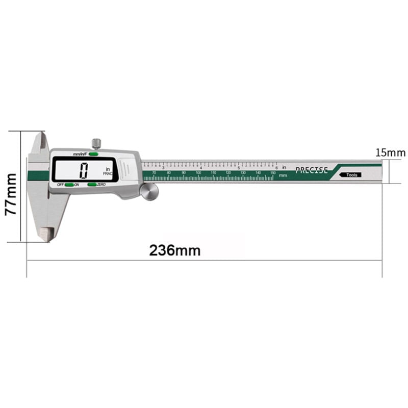 Lifcausal - Pied à coulisse électronique à affichage numérique lcd de haute précision en acier inoxydable avec plage de mesure de 0 à 150 mm