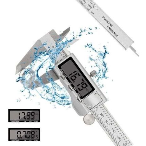 Pied à coulisse numérique 150 mm 0-6 pouces / acier inoxydable / réglage de précision / pieds à coulisse électroniques / mesure du diamètre calibre profondeur / grand écran LCD / boîtier de protection