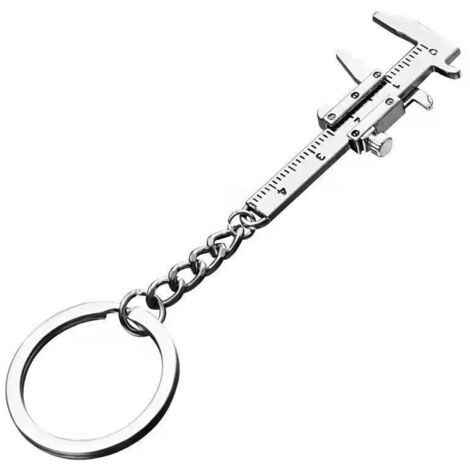 Pied à coulisse portable en alliage de zinc argenté pour usage domestique et porte-clés