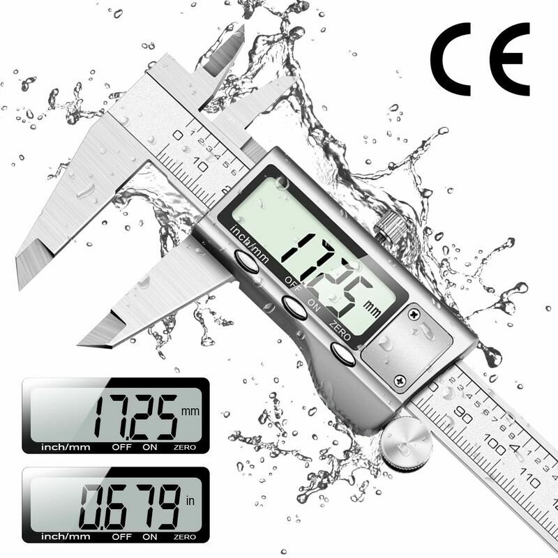 Lucky-88 - Pied à coulisse numérique - Digital caliper En acier inoxydable IP54 Outil de mesure 150 mm avec grand écran lcd et batterie, Micromètre
