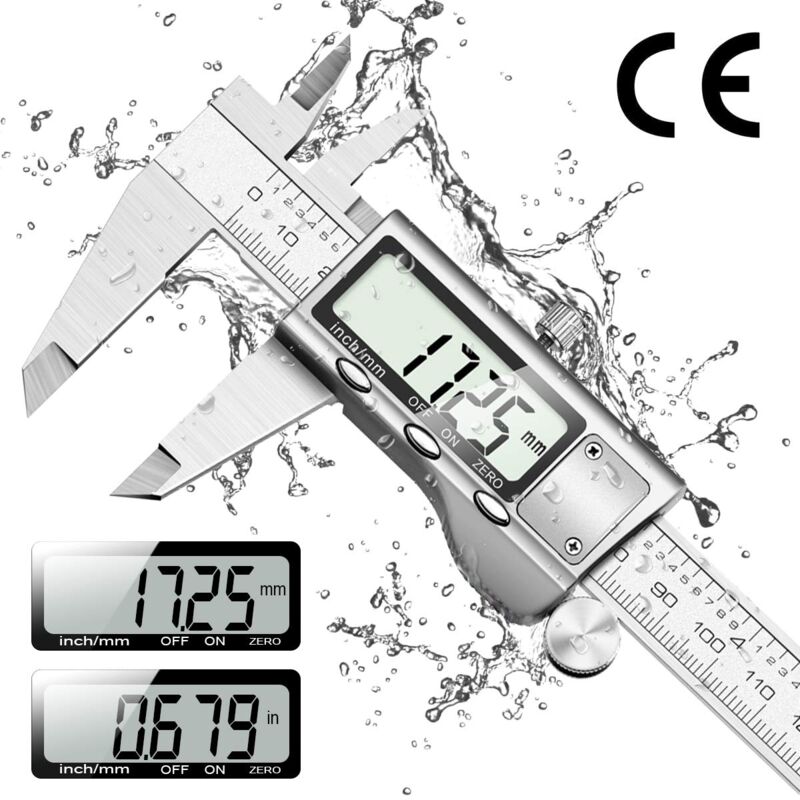 Lling - Pied à coulisse numérique, pied à coulisse IP54 jauge de mesure en acier inoxydable 150 mm outils de mesure avec grand écran lcd et batterie