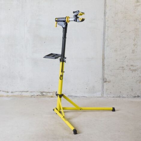 Pied d’atelier pliable pour vélo – Hauteur ajustable 100-160 cm – Structure en aluminium – Mâchoire réglable 360° – Plateau à outils magnétique – Feroce