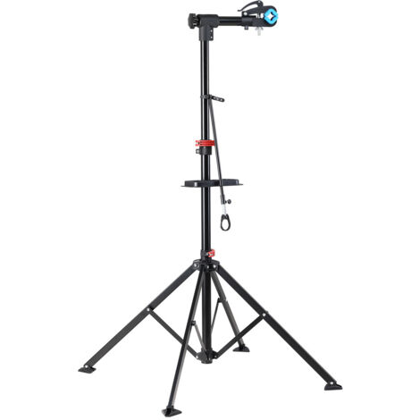 Pied d'atelier pour vélos pliable réparation nettoyage max. 30 kg pivotable 360° sac de rangement