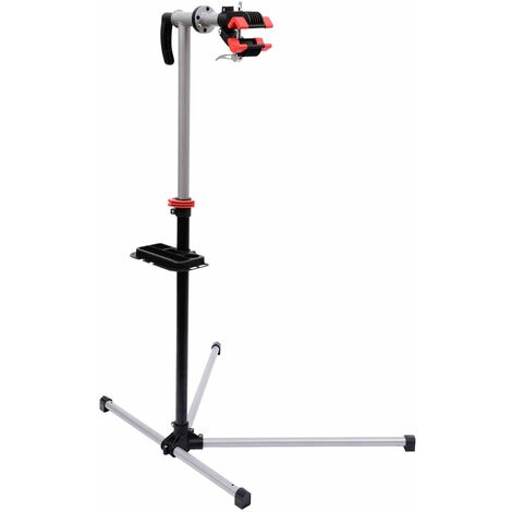 Pied d'atelier vélo réparation support pied de montage pivotant 360° hauteur réglable argent - Gris