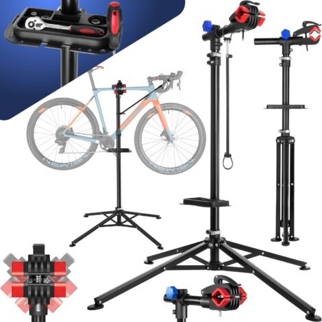 Tectake – Pied d'atelier 25 kg – Support télescopique ajustable 117-200 cm – Pince pivotante 360° – Plateau aimanté pour outils