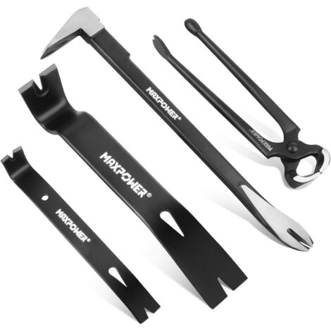 Pied de Biche Jeu de 4 Arrache Clou,Pied de Biche 300 mm,260 mm, 190 mm et Tenaille 250 mm