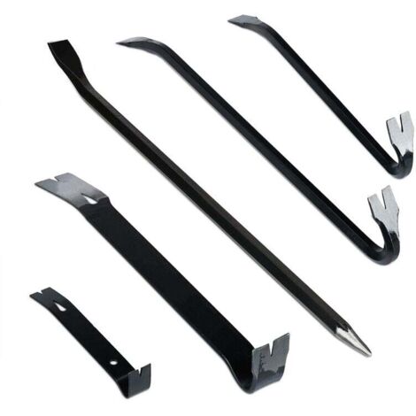 Pied-de-biche lot de 5 pièces, levier hexagonal, grand arrache-clou, en acier, noir