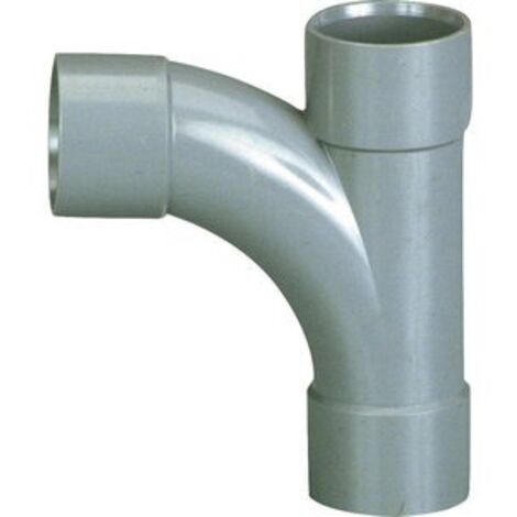 Pied de biche PVC gris réduit 87 degrés30 - Diamètre 40 - 32 - 40 mm - Triple emboîture - Girpi