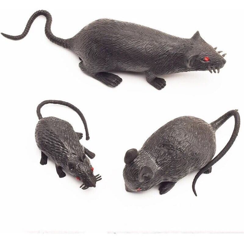Green Mobility-3pcsSouris en plastique réalistes, accessoires de blague d'Halloween, trompettes, décorations d'Halloween amusantes 30 fausses souris.