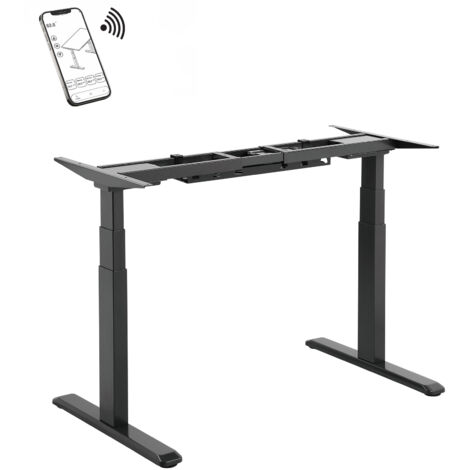 Pied de bureau motorisé assis-debout, Hauteur 62- 128 cm, Noir - Connecté