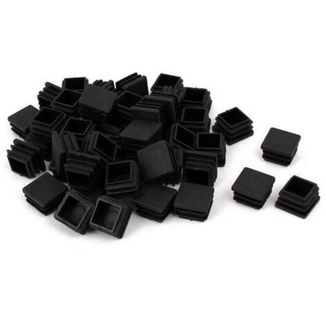 Pied de chaise Embout de fermeture en plastique Insert de tube carre Noir 20mmx20mm 50pcs