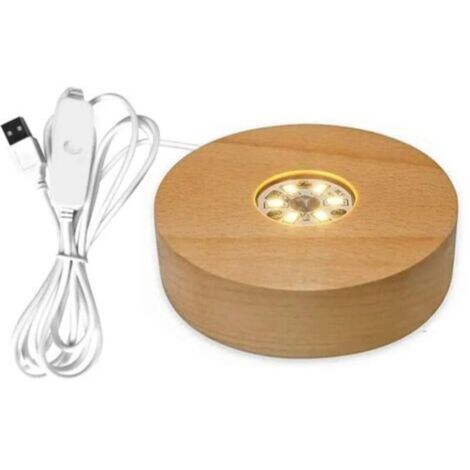 Pied de lampe en bois massif, présentoir rotatif, accessoires rechargeables, avec télécommande, lumière LED