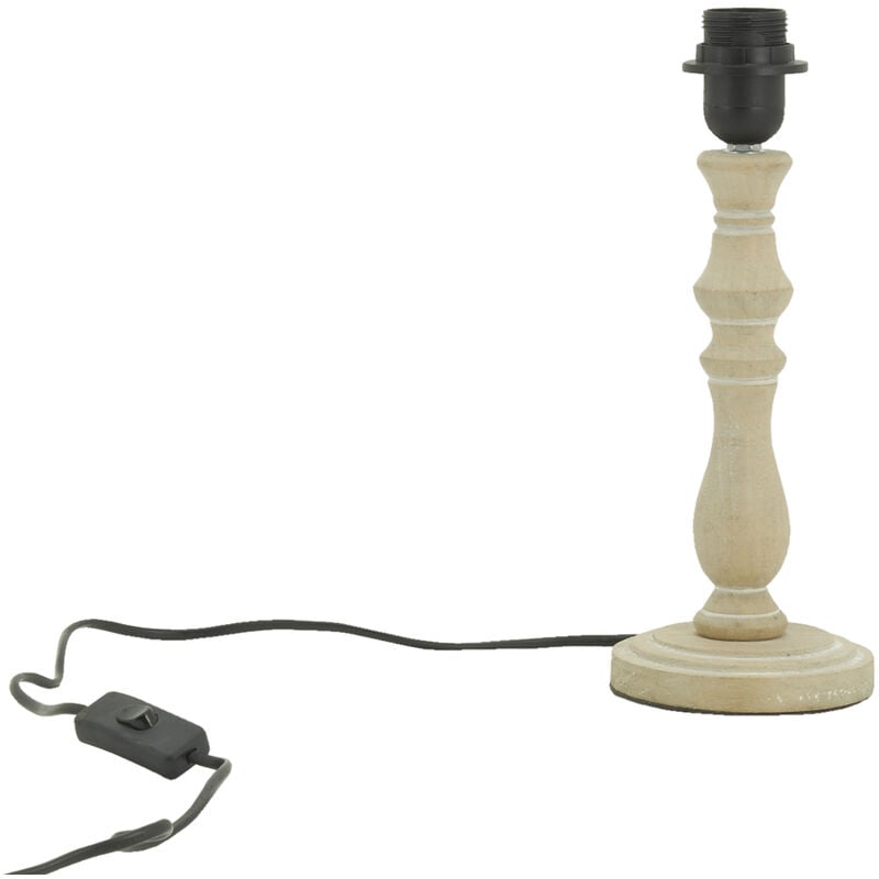 Pied de lampe en bois sculpté Naturel