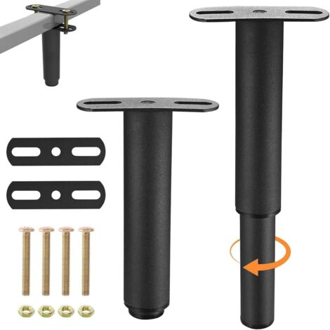 Pied de Lit, 2 Pcs Pied de Meuble Rétractables, DIY Pieds de Table en Métal Meuble Reglable Pied de Meuble pour Meuble Ronds Métal Pieds de Lit/de Canapé, Noir(18-33cm)