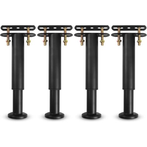 Pied De Lit, Pieds De Sommier, De Lit Liaison MéTal RéGlables en MéTal Pieds pour Sommier, TrèS RéSistants Convient pour Lattes Universel Sommier MéTal, Armoire, Canapé 18-31Cm (Noir) Lot De 4 Pied