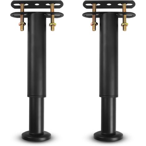 Pied De Lit Réglable en Métal - Pieds De Sommier Universels Très Résistants pour Lattes, Armoire, Canapé - 18-33Cm (Noir) Lot De 2