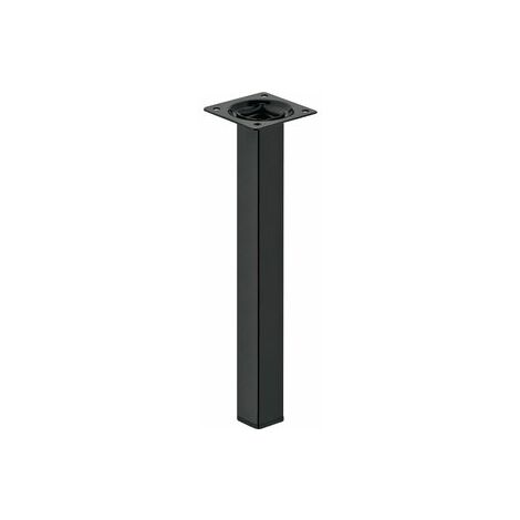 Pied de meuble carré noir mat 700 mm en acier – Finition mate moderne – Vendu à l'unité – Dimensions platine 60x60 mm – Hafele