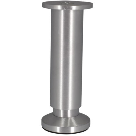 Pied de meuble cylindrique réglable 15-70 cm – Aluminium brossé gris – Charge maximale 40 kg – Fixation à visser – Cime