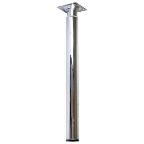 Pied de meuble cylindrique réglable 300-500mm – Métal chromé gris – Charge 30kg – Fixation à vis pour tables et bars – Cime
