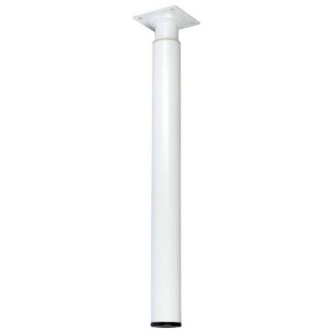 Pied de meuble cylindrique réglable – Hauteur 300 à 500 mm – Métal époxy blanc – Charge 30 kg – Fixation à visser par platine – Cime