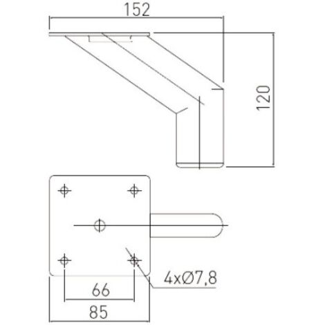 Pied de meuble en acier Stomp - hauteur 120 mm - platine 85 x 85 mm - finition noir mat - SYNERCIA
