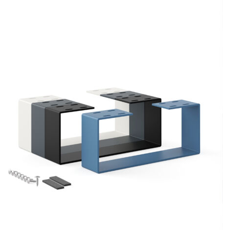 Holzbrink – Pied de table en métal bleu 1 pièce – Charge jusqu'à 100 kg – Dimensions 37x15cm – Installation rapide avec accessoires inclus