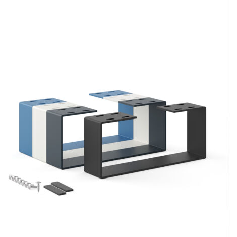 Holzbrink – Pied de table en métal noir – Dimensions 37x15cm – Acier plat 5mm – Charge max 100kg – Installation rapide avec accessoires
