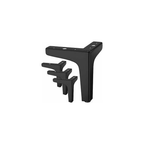 Pied de meuble Lot de 4 Pieds de Meubles Charge Jusqu'à 600 KG, 15cm Pied de Table Modernes en Métal en Forme de Triangle,Pied Meuble Épingle pour Placard, Canapé,avec 16 Vis et 4 Protège Pieds, Noir（