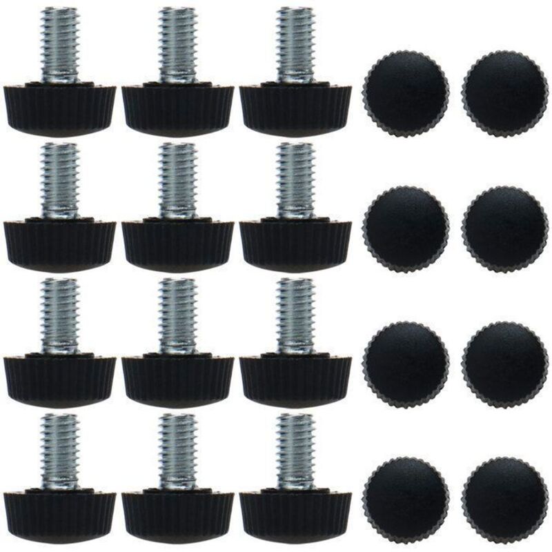 Pied de meuble M6 x 8,5mm x 16mm Pied visser Pied de nivellement Réglable Patin Table Chaise Protection Sol Noir 20Pcs