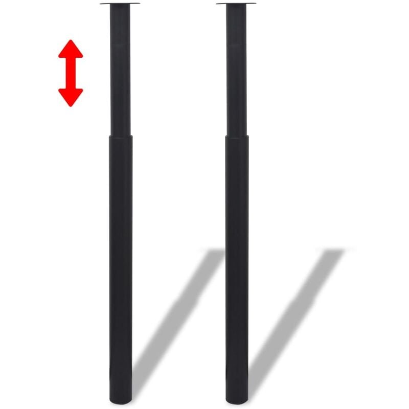 Rapanda - skm Pied de table télescopique 2 pcs Noir 710 mm - 1100 mm