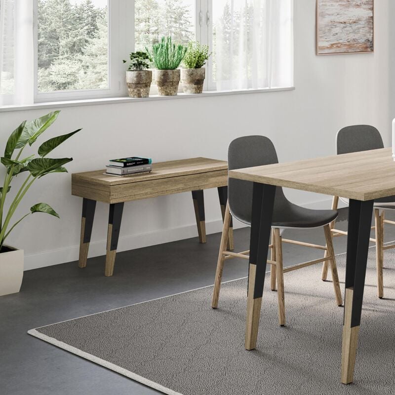 REI - Pied de meuble Style industriel Fabriqué en Hêtre - Acier Finition brute - Pore noir Projets de restauration de bricolage Mesures 110110400mm