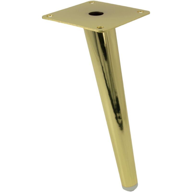 Pied de meuble, tige oblique, or clair, hauteur 20 cm