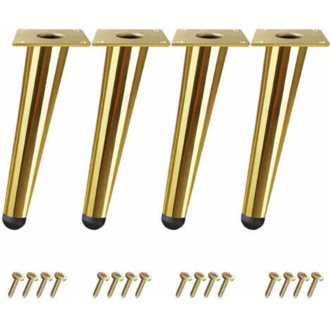 Pied de meuble,Lot de 4 Pieds Or de Table 10cm Cône Obliques Pieds Meuble pour Lit Armoire Chaise avec Vis