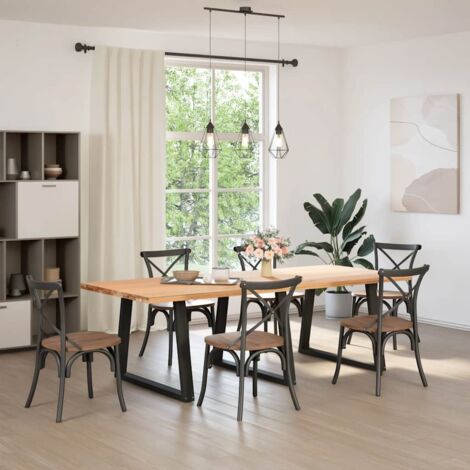 Pied de meuble，Pieds de table à manger en V 3 pièces Noir 90 x (72-73,3) cm Acier CFW74551