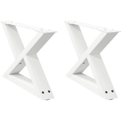 Pied de meuble，Pieds de table basse 2 pièces Blanc 60 x (30-31,3) cm Acier CFW80985