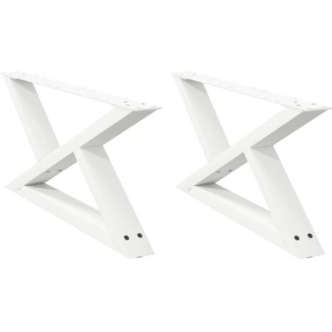 Pied de meuble，Pieds de table basse 2 pièces Blanc 70 x (30-31,3) cm Acier CFW14129