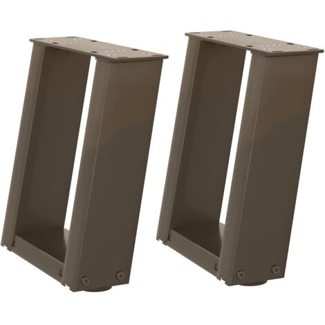 Pied de meuble，Pieds de table basse en U 2 pièces Acier naturel 30 x (30-31) cm Acier CFW37791