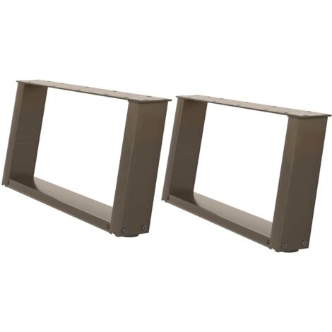 Pied de meuble，Pieds de table basse en U 2 pièces Acier naturel 60 x (30-31) cm Acier CFW27258