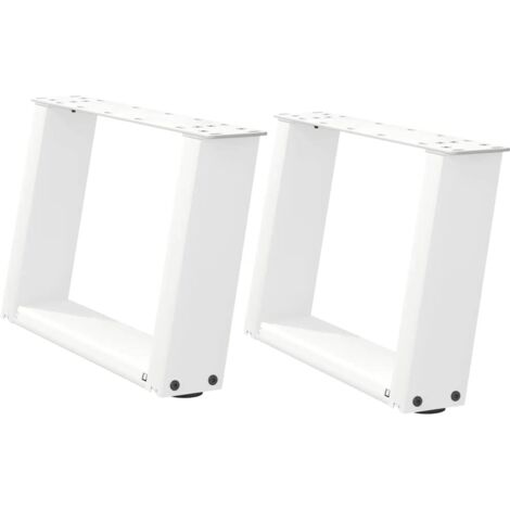 Pied de meuble，Pieds de table basse en U 2 pièces Blanc 40 x (30-31) cm Acier CFW35319